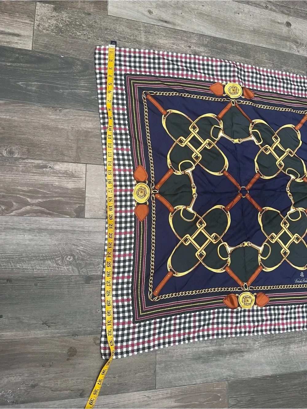 BROOKS BROTHERS 100% Silk Equestrian Scarf Made in Italy -34” Square Rolled Edge